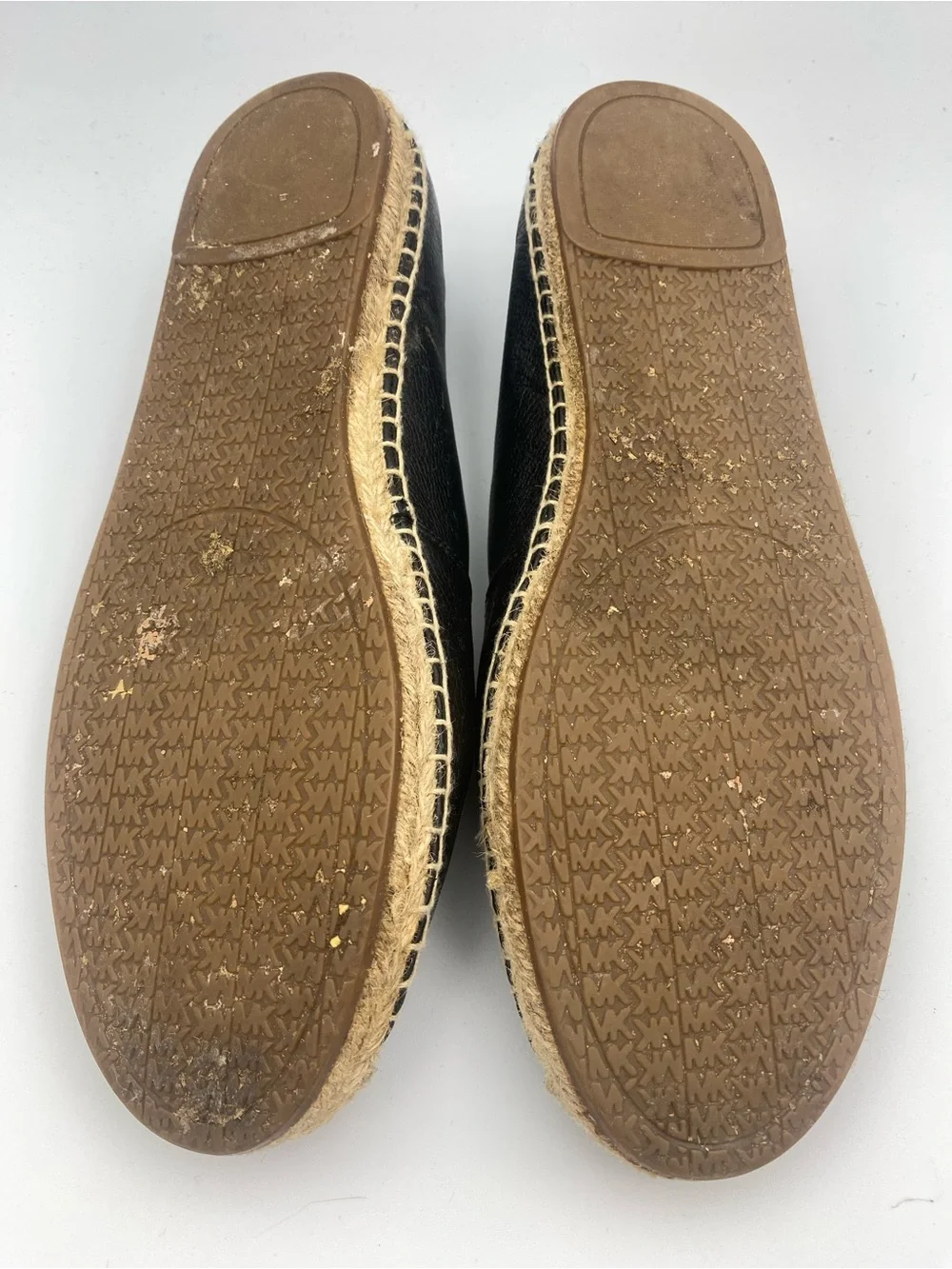 Michael Kors Black Leather Espadrille Slip-On Flats